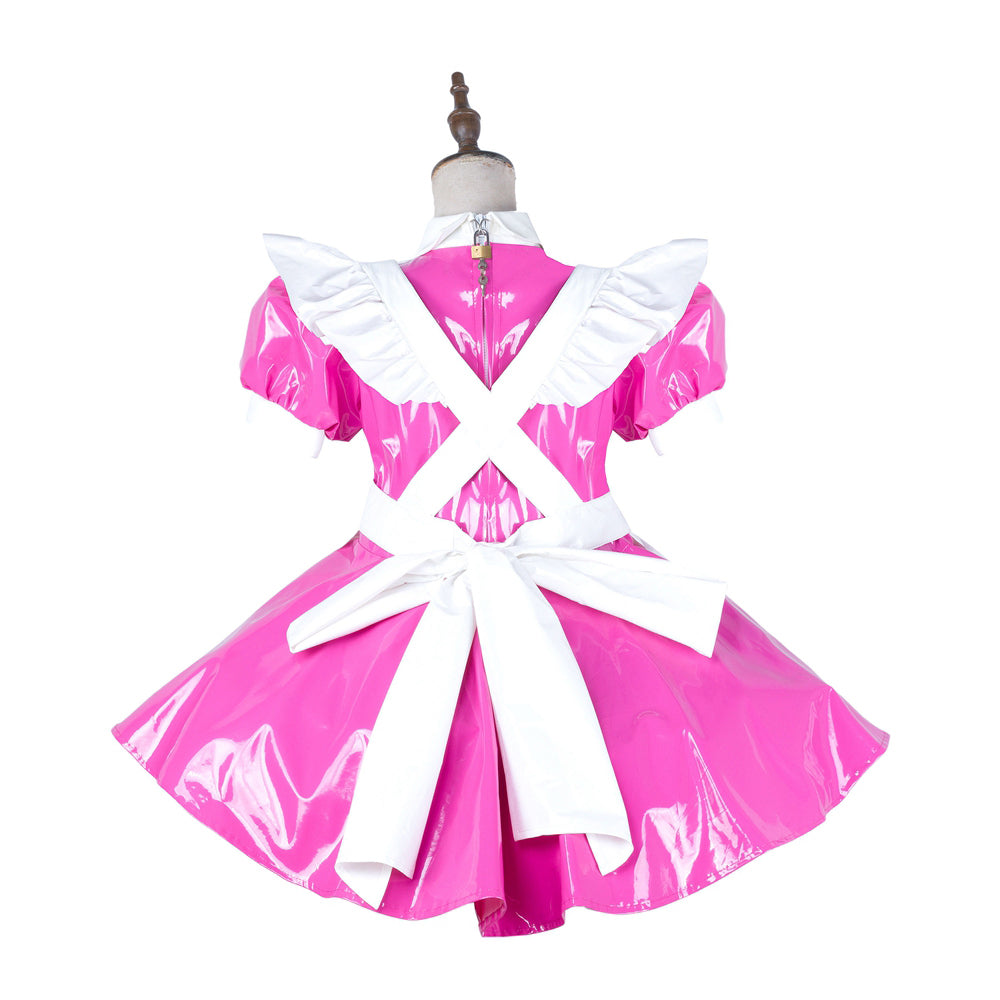 hot pink thin pvc dress G2138