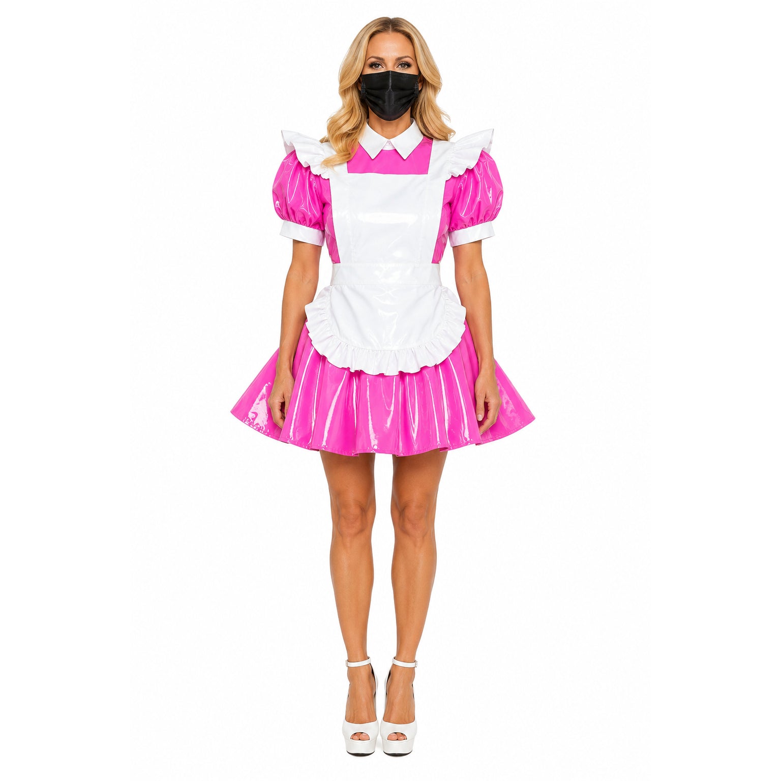 hot pink thin pvc dress G2138