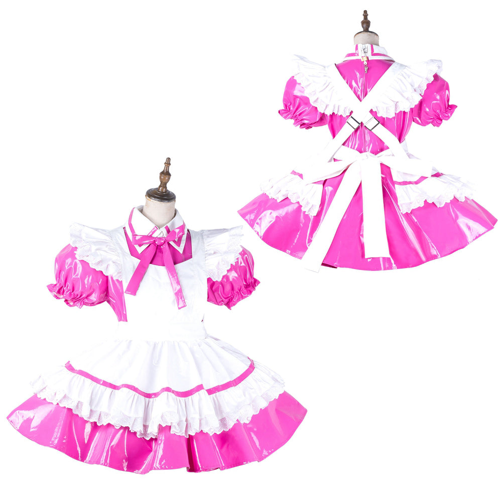 hot pink thin pvc dress G2139