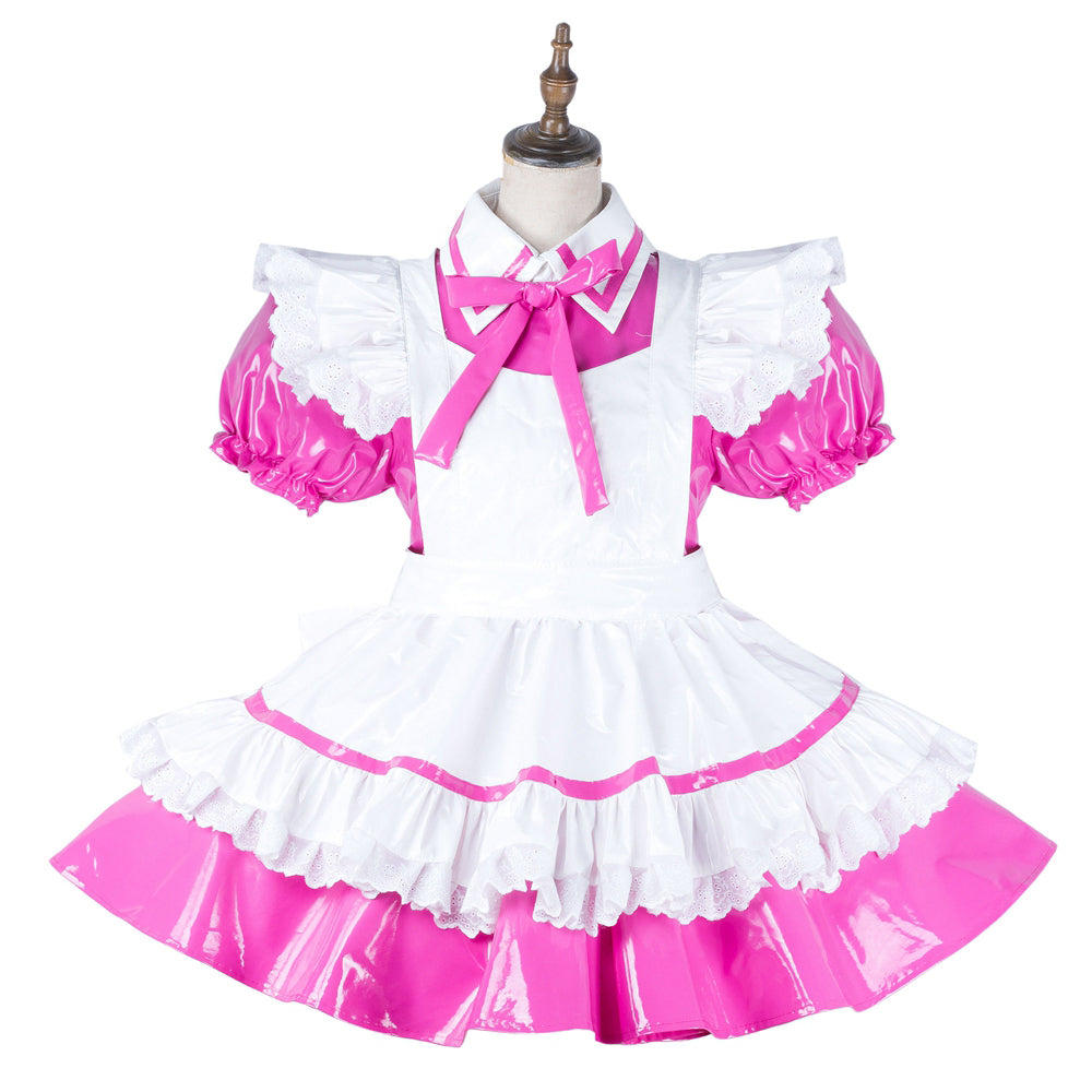hot pink thin pvc dress G2139