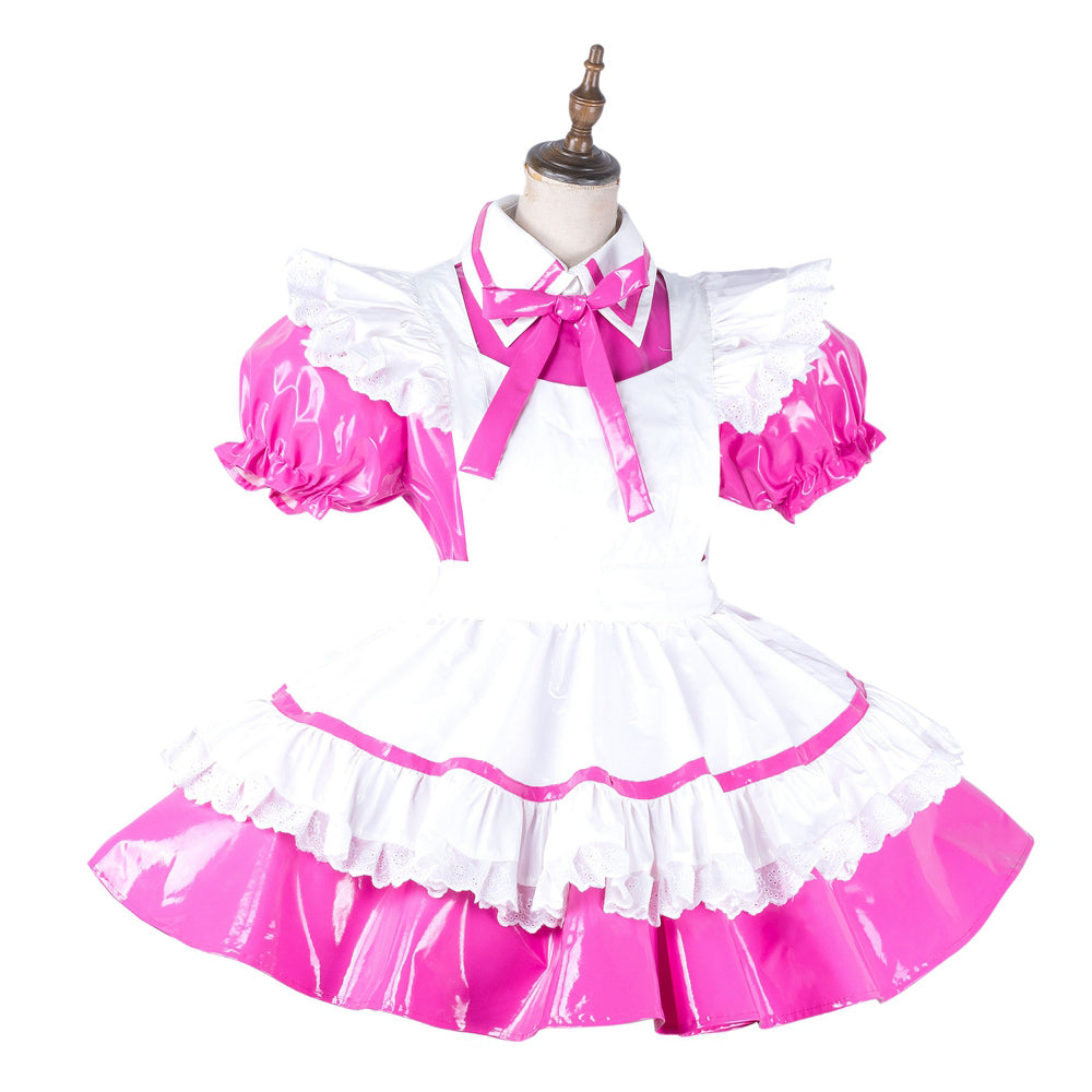 hot pink thin pvc dress G2139