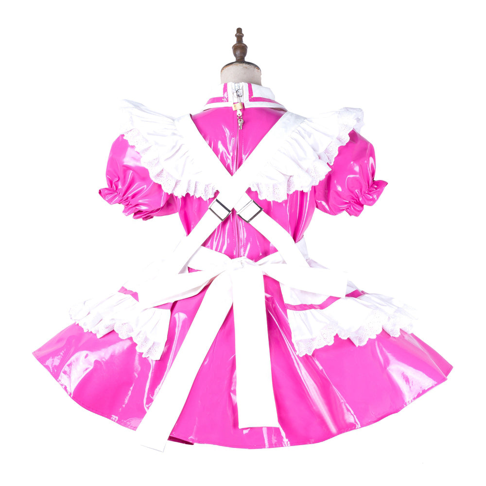 hot pink thin pvc dress G2139