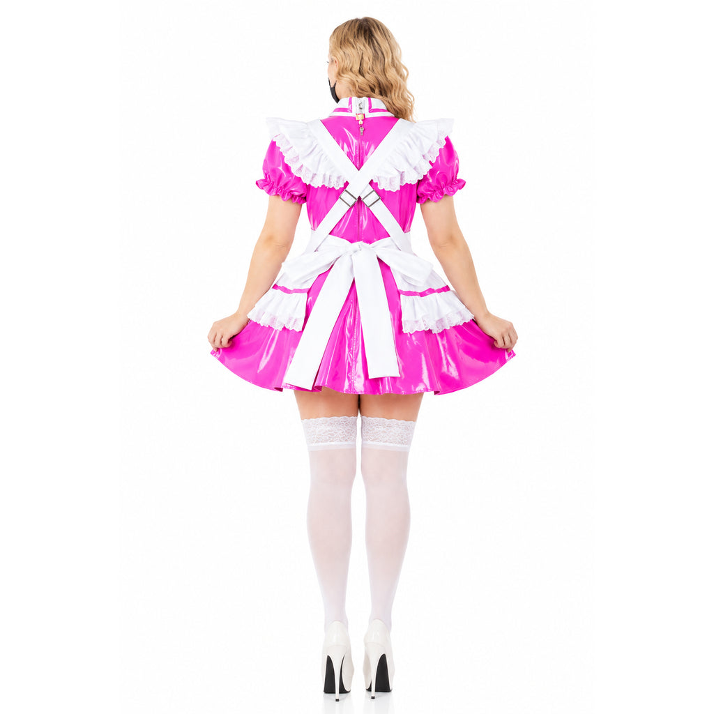hot pink thin pvc dress G2139