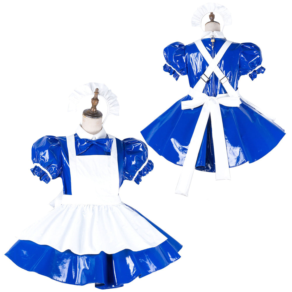 blue thin pvc dress G2140