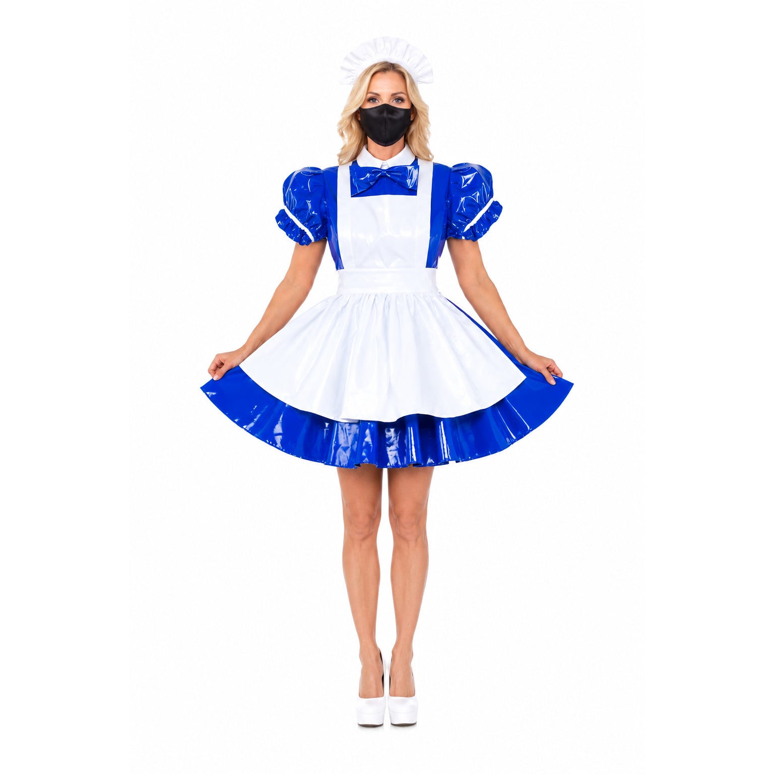 blue thin pvc dress G2140