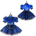 blue thin pvc dress G2142