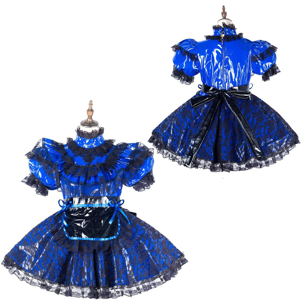 blue thin pvc dress G2142