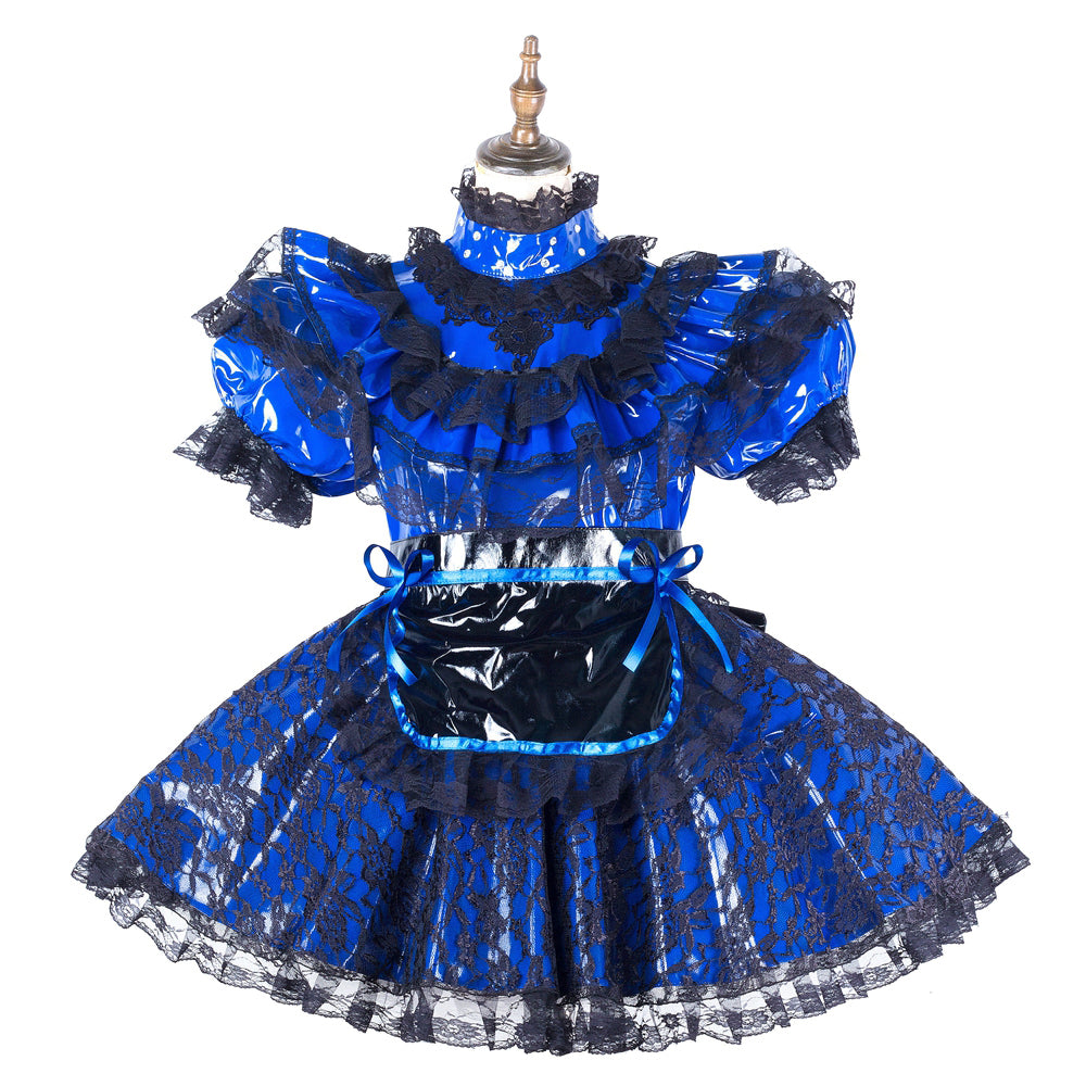 blue thin pvc dress G2142