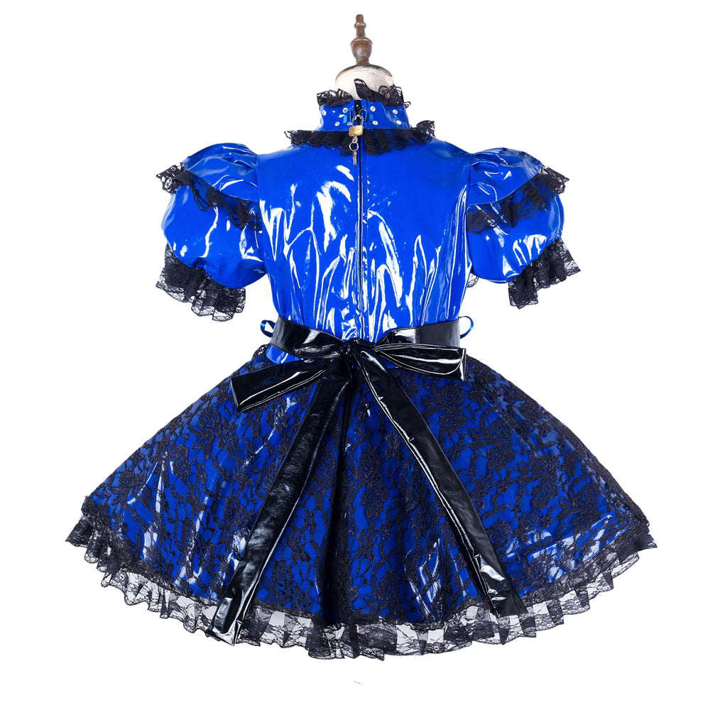 blue thin pvc dress G2142