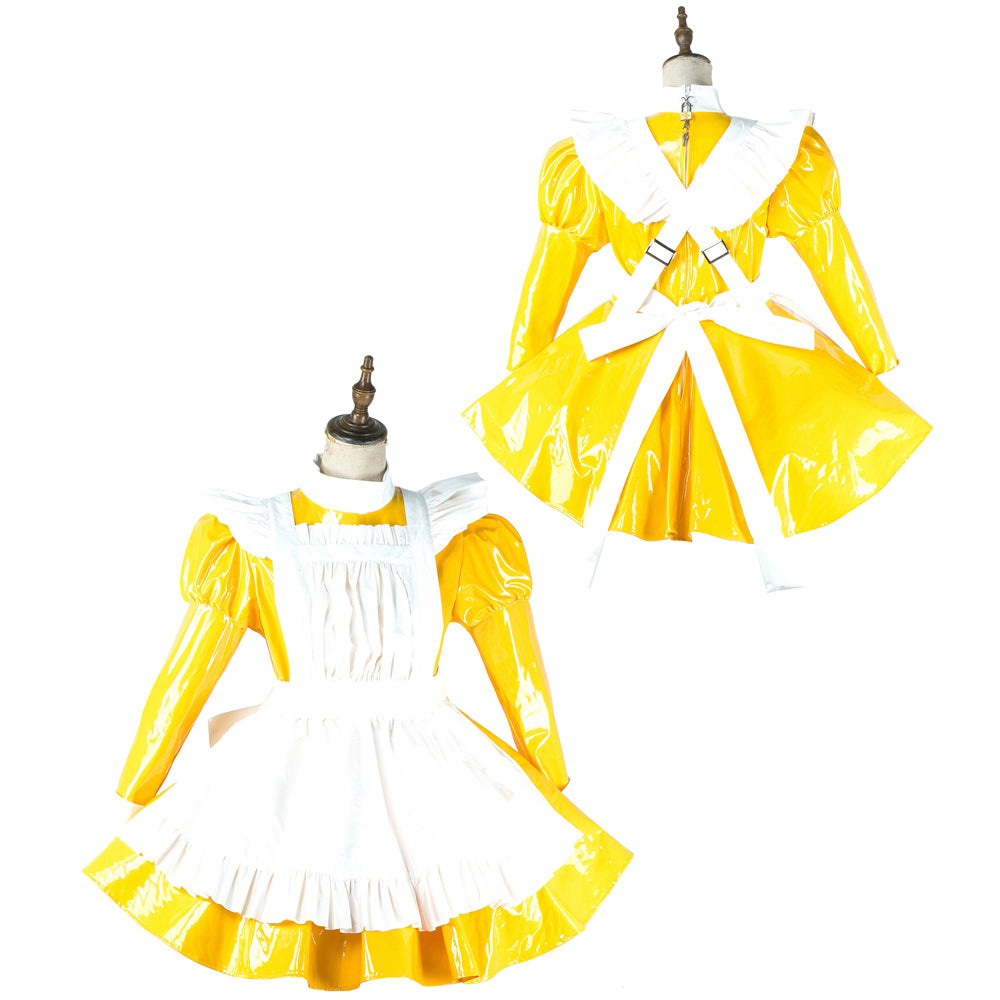 gelbes dünnes PVC-Kleid G2144