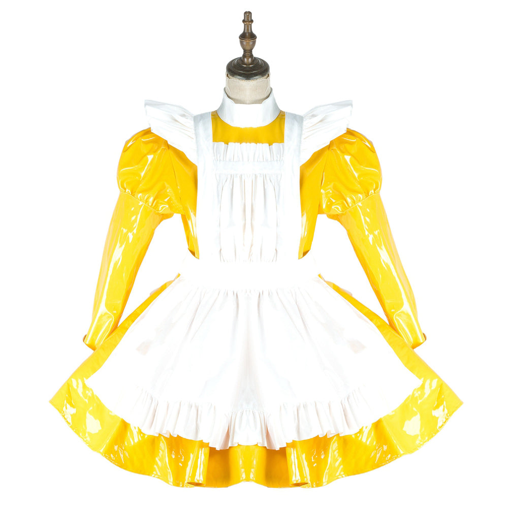 gelbes dünnes PVC-Kleid G2144
