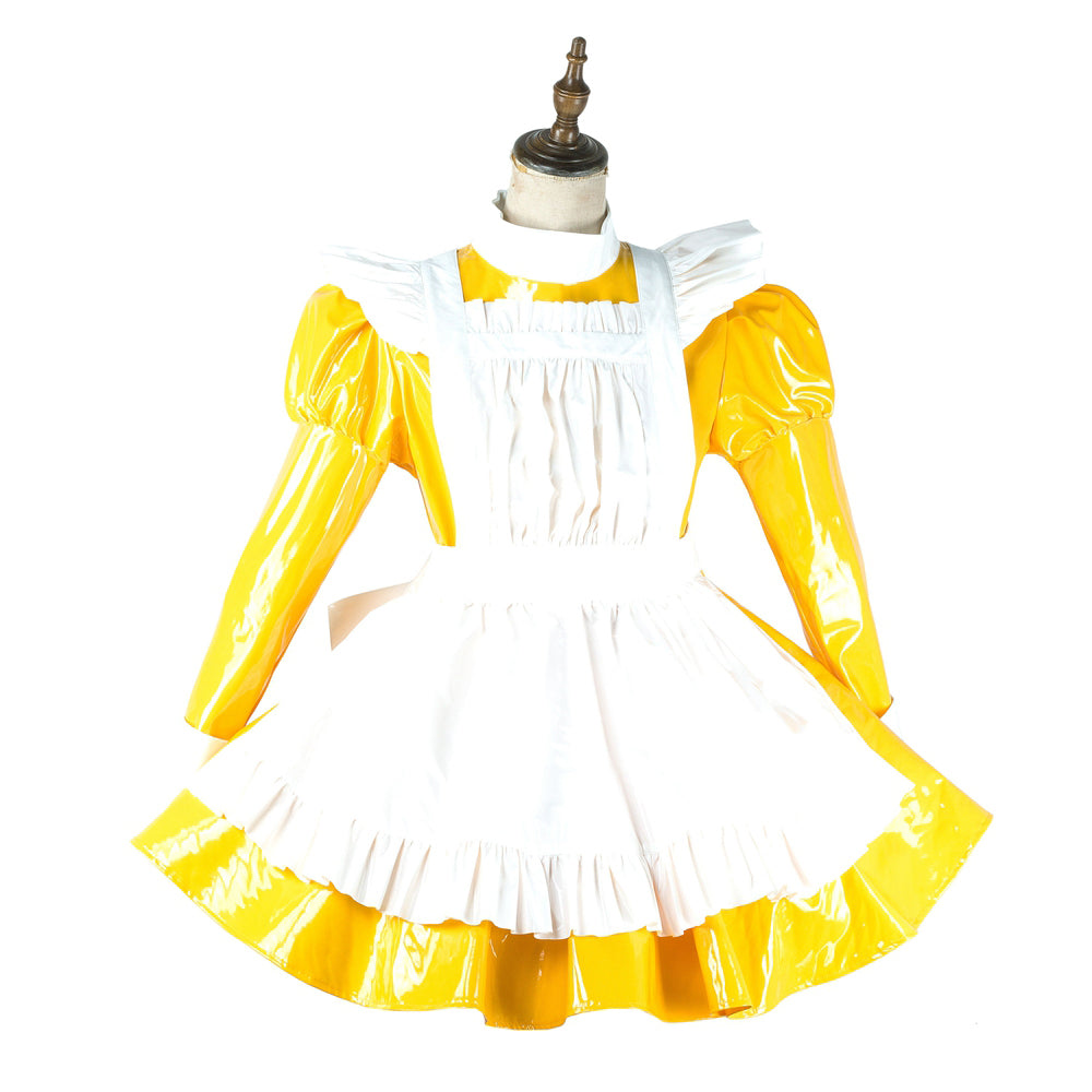 gelbes dünnes PVC-Kleid G2144