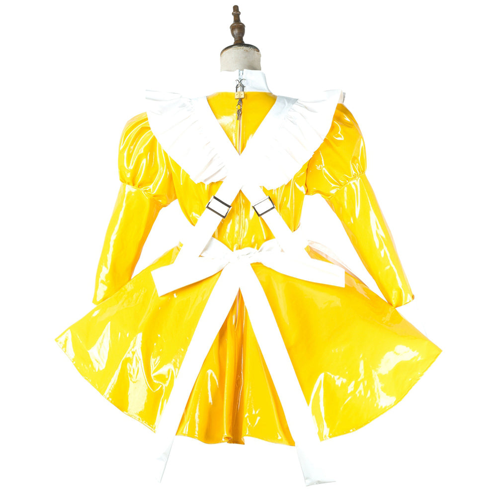 gelbes dünnes PVC-Kleid G2144