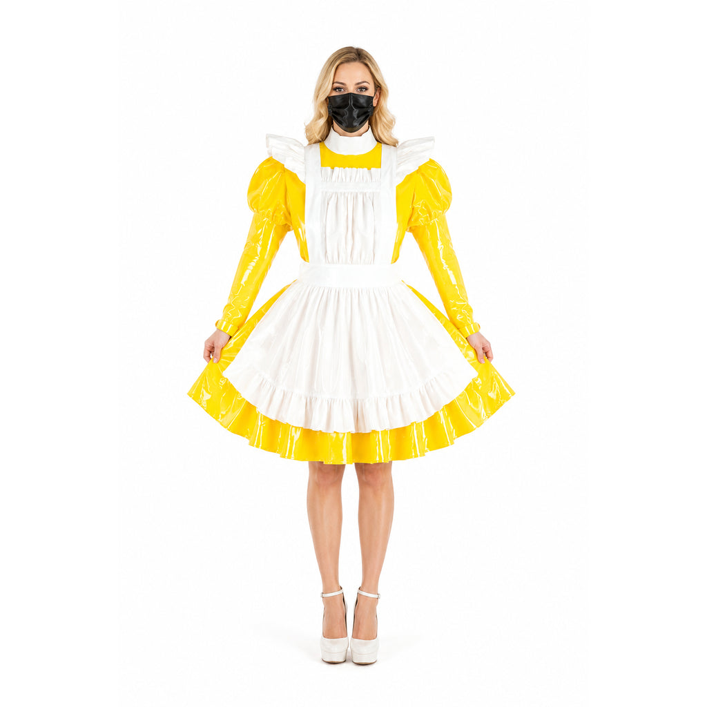 gelbes dünnes PVC-Kleid G2144