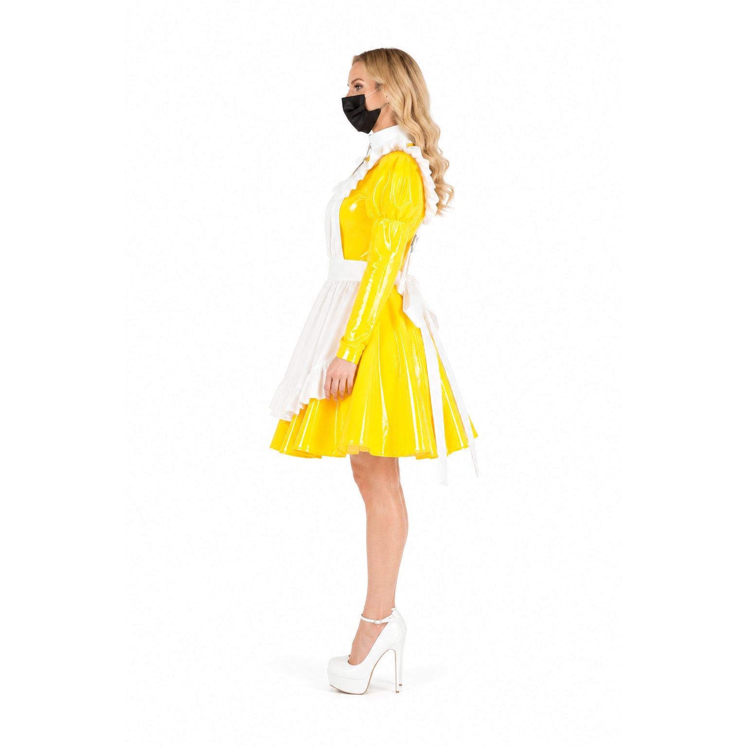 gelbes dünnes PVC-Kleid G2144