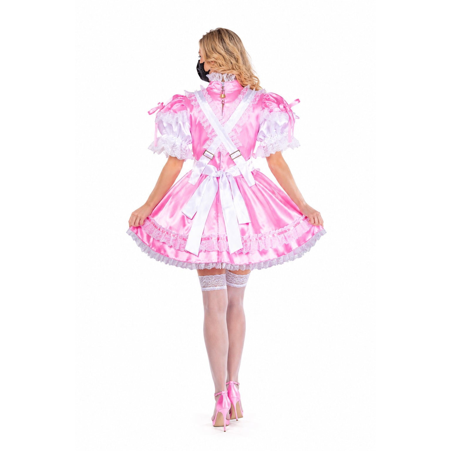 pink satin dress G2145