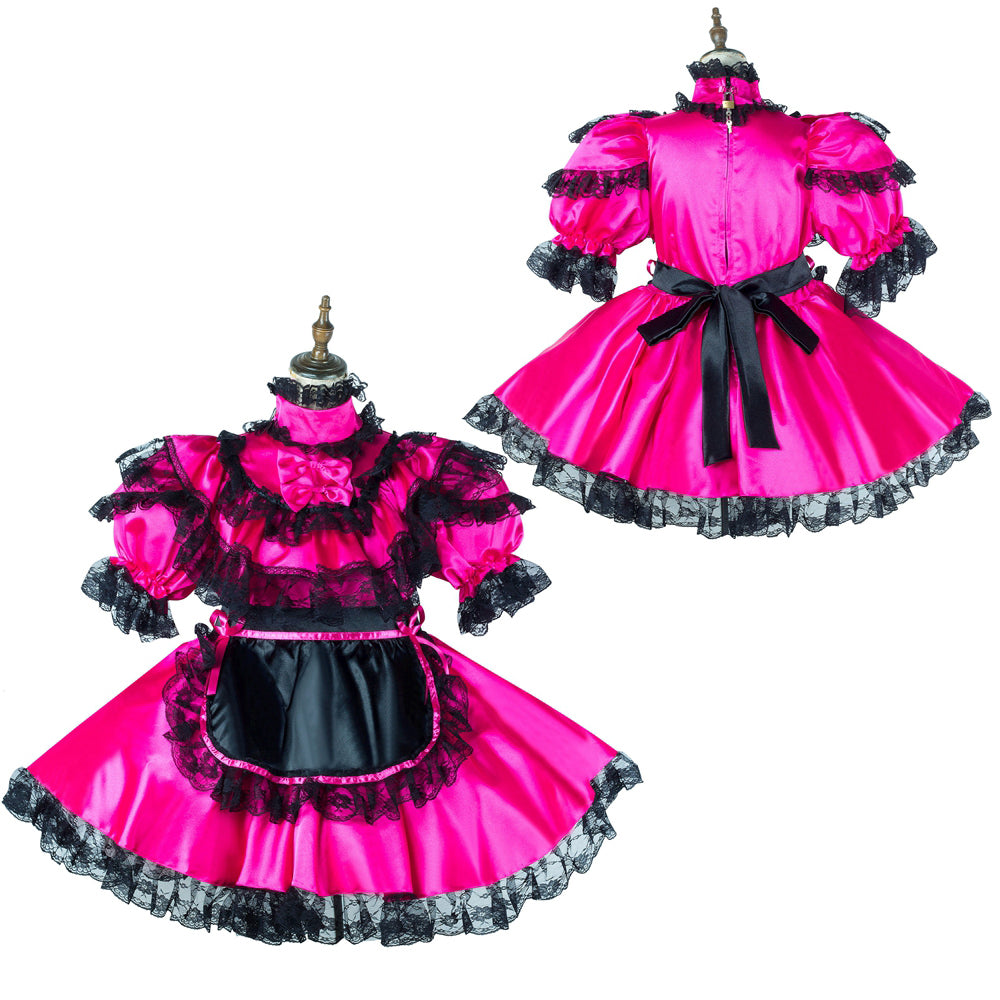 hot pink satin dress G2147