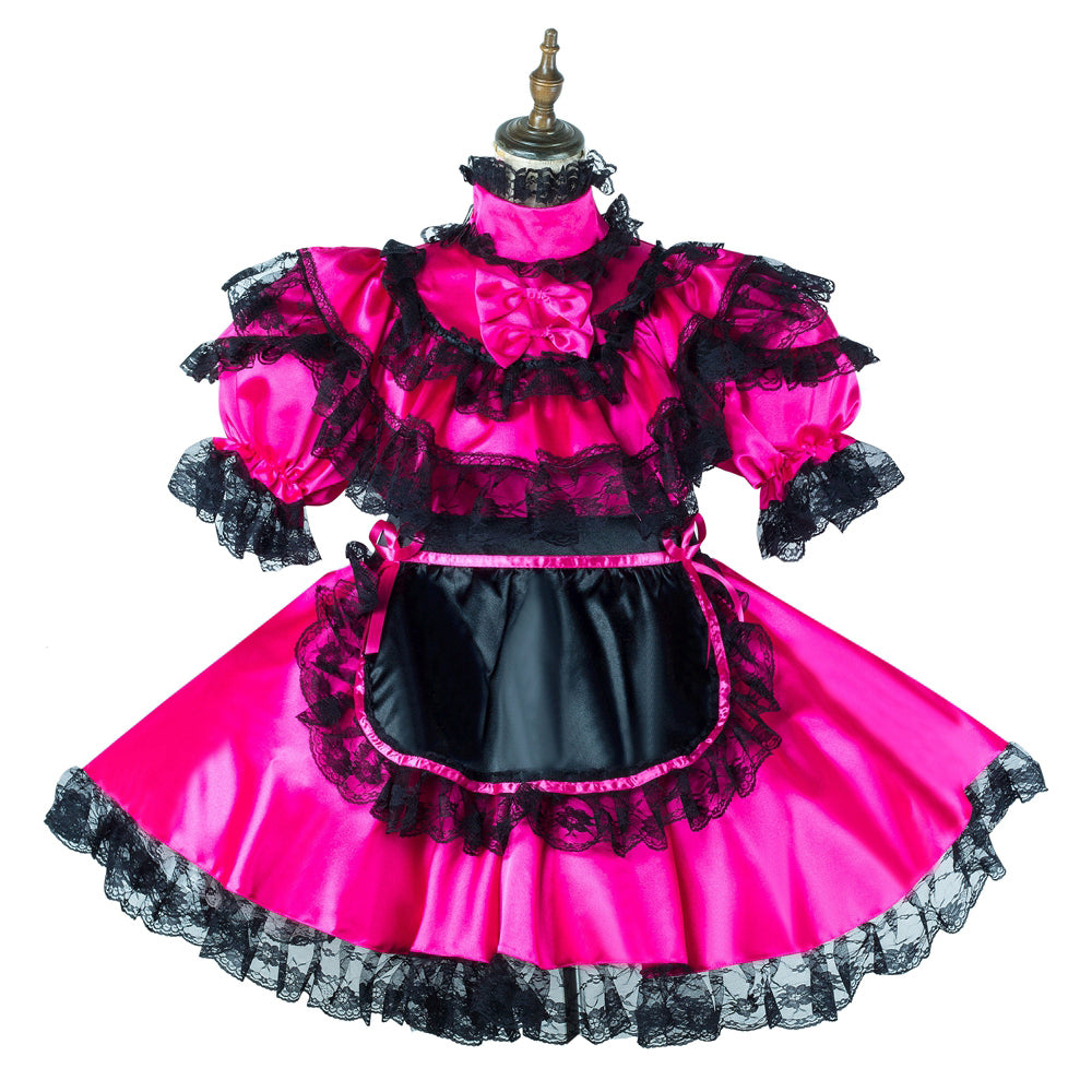 hot pink satin dress G2147