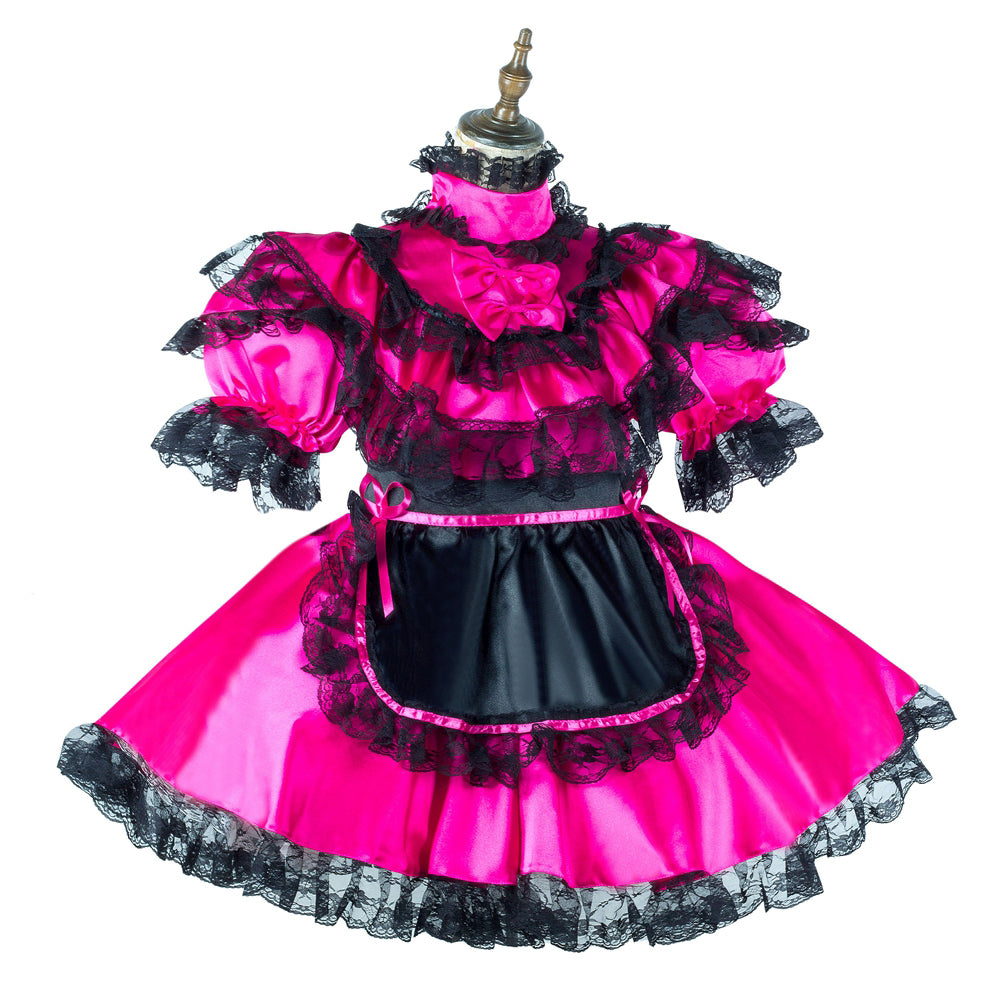 hot pink satin dress G2147