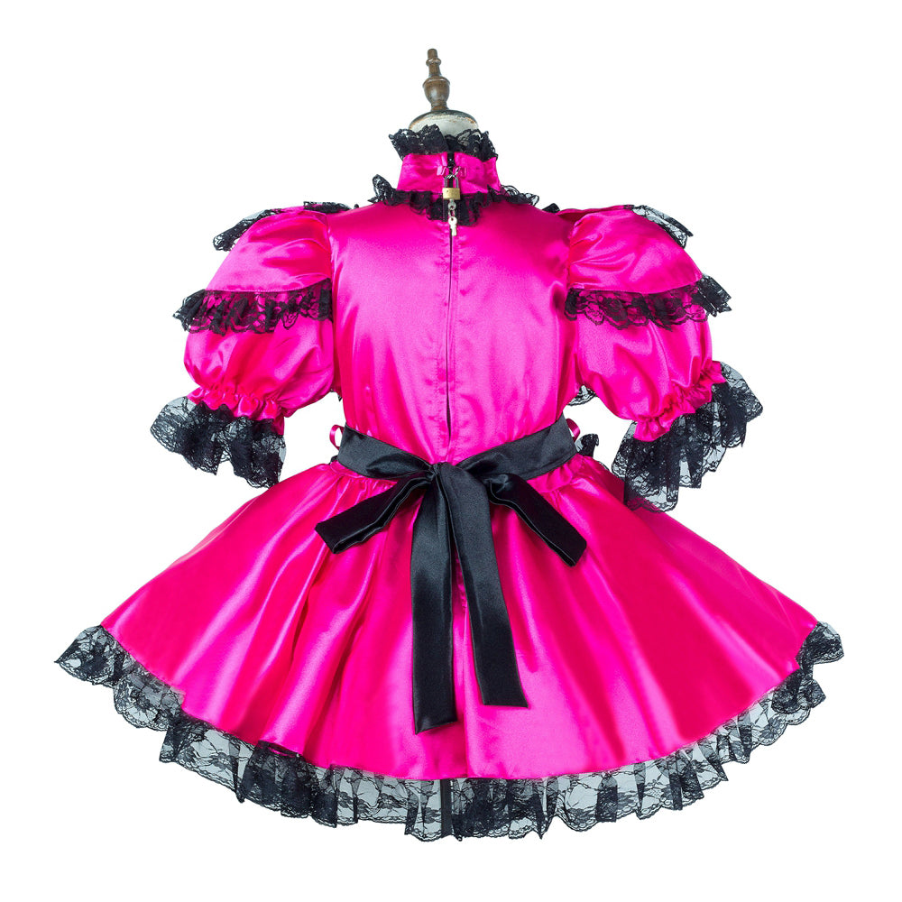 hot pink satin dress G2147