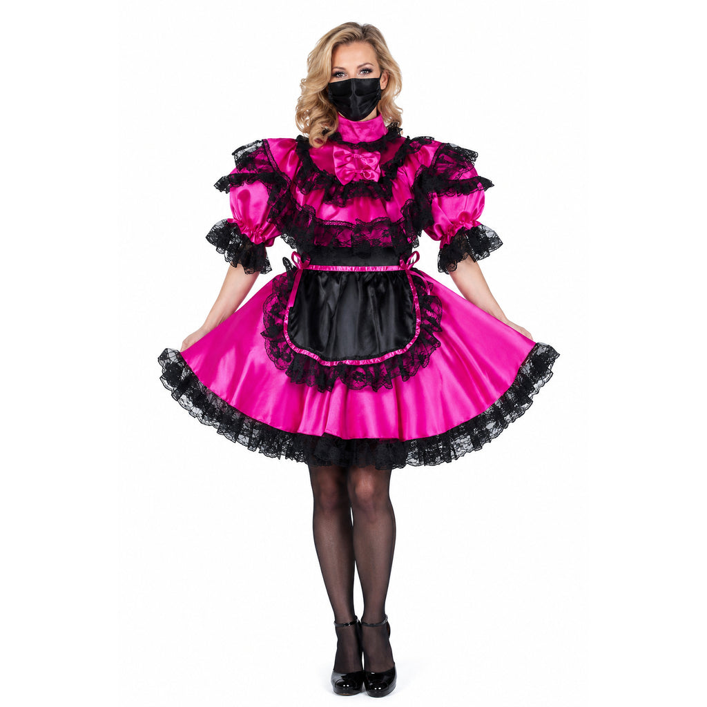 hot pink satin dress G2147