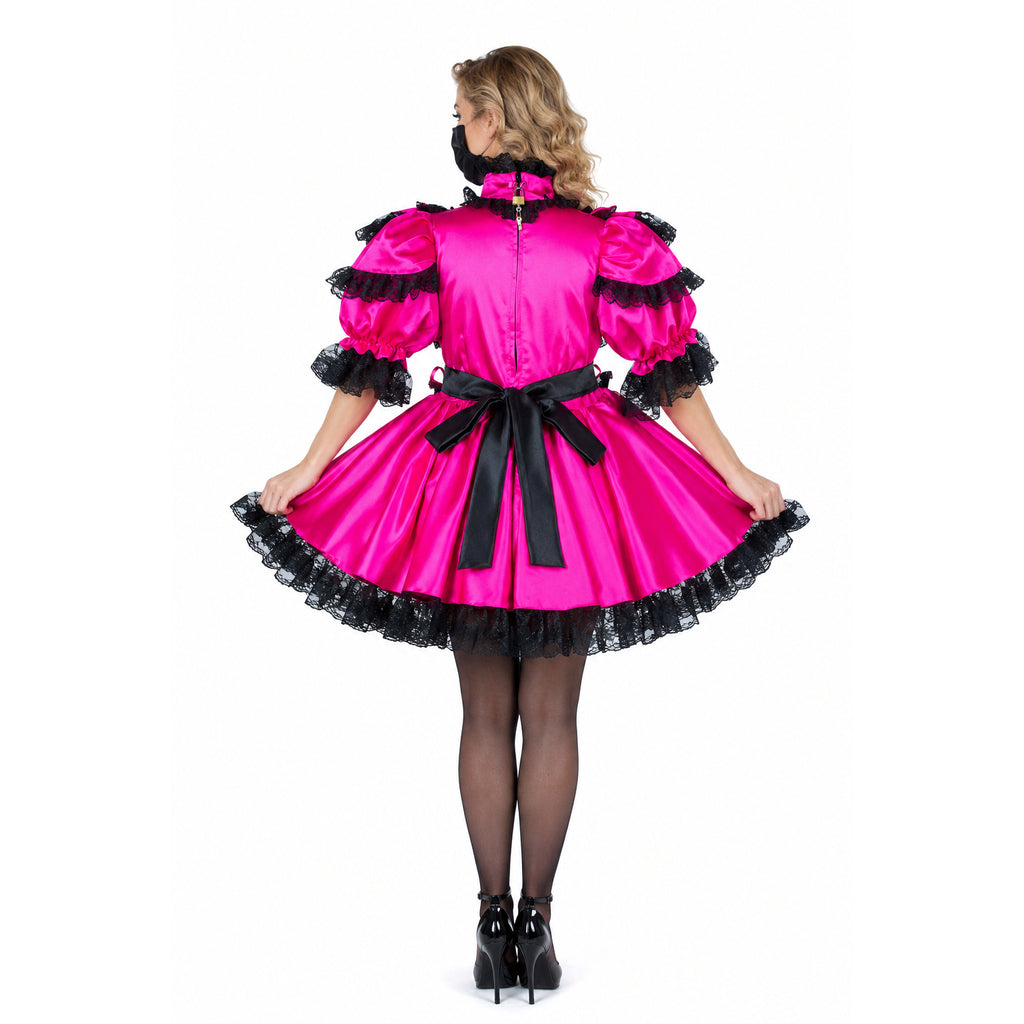 hot pink satin dress G2147
