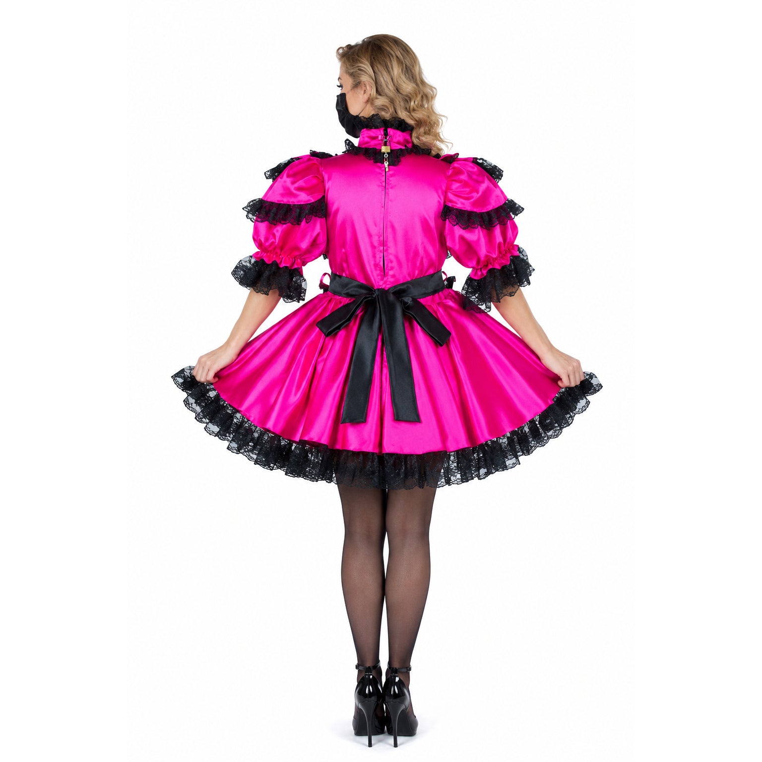 hot pink satin dress G2147