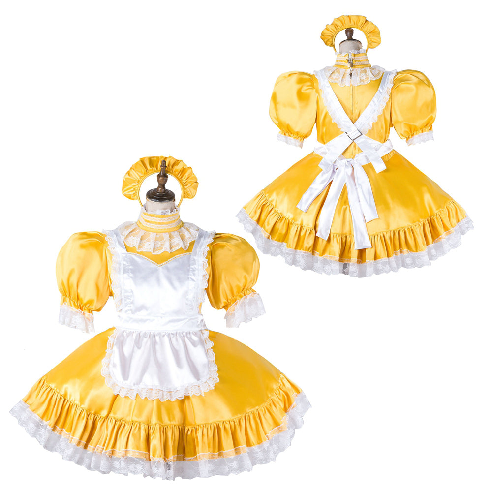 goldenes Satinkleid G2148