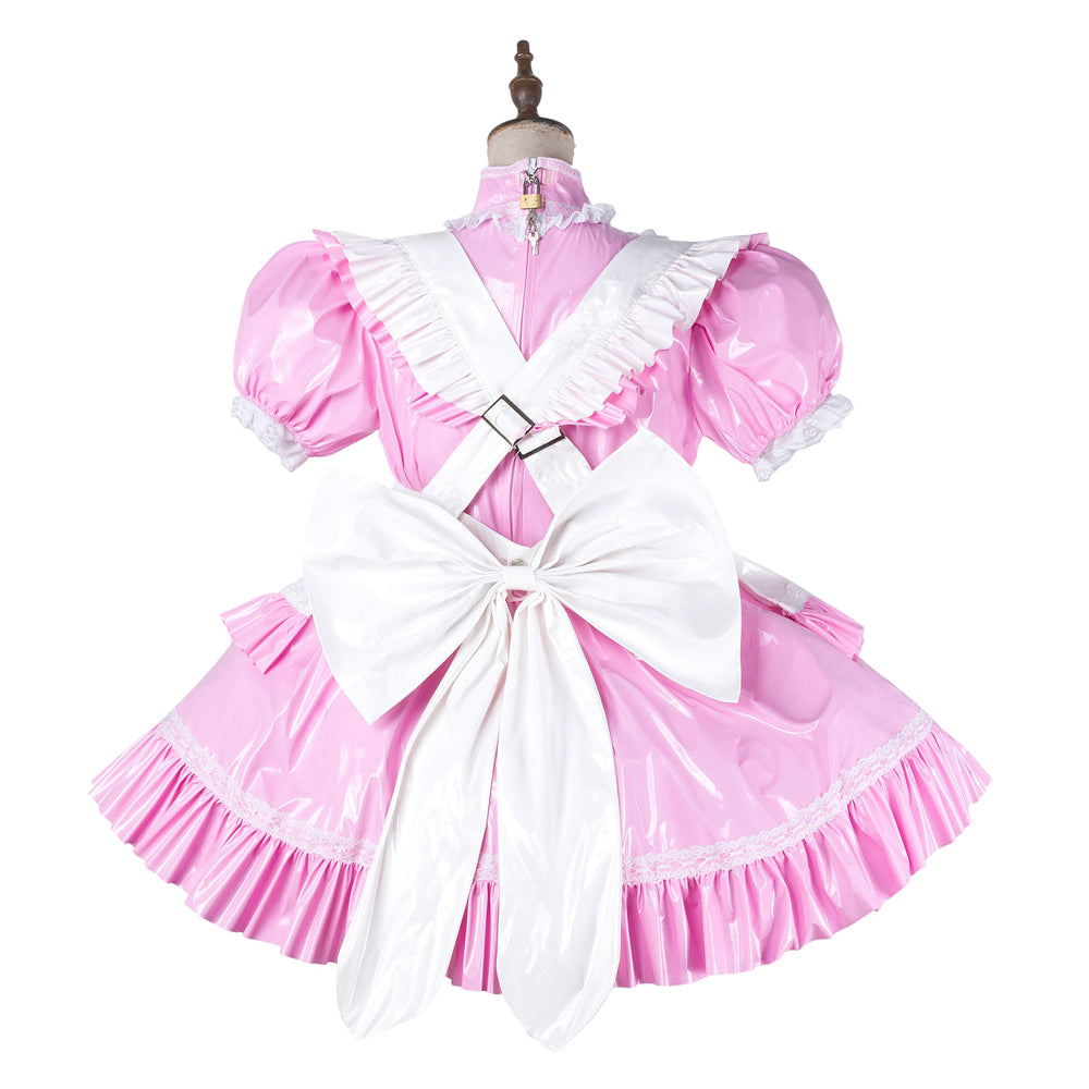 pink thin pvc dress G2149