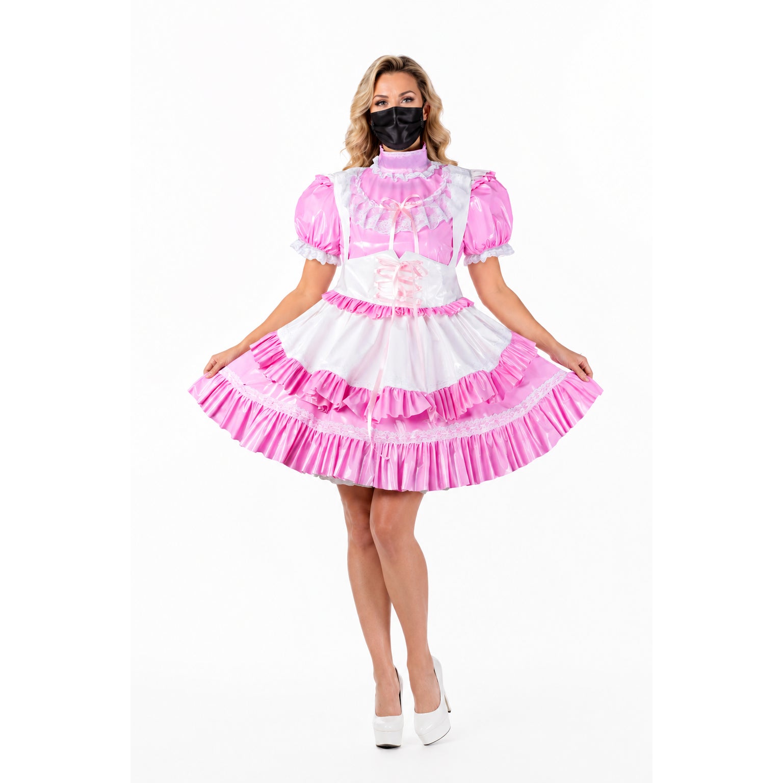 pink thin pvc dress G2149