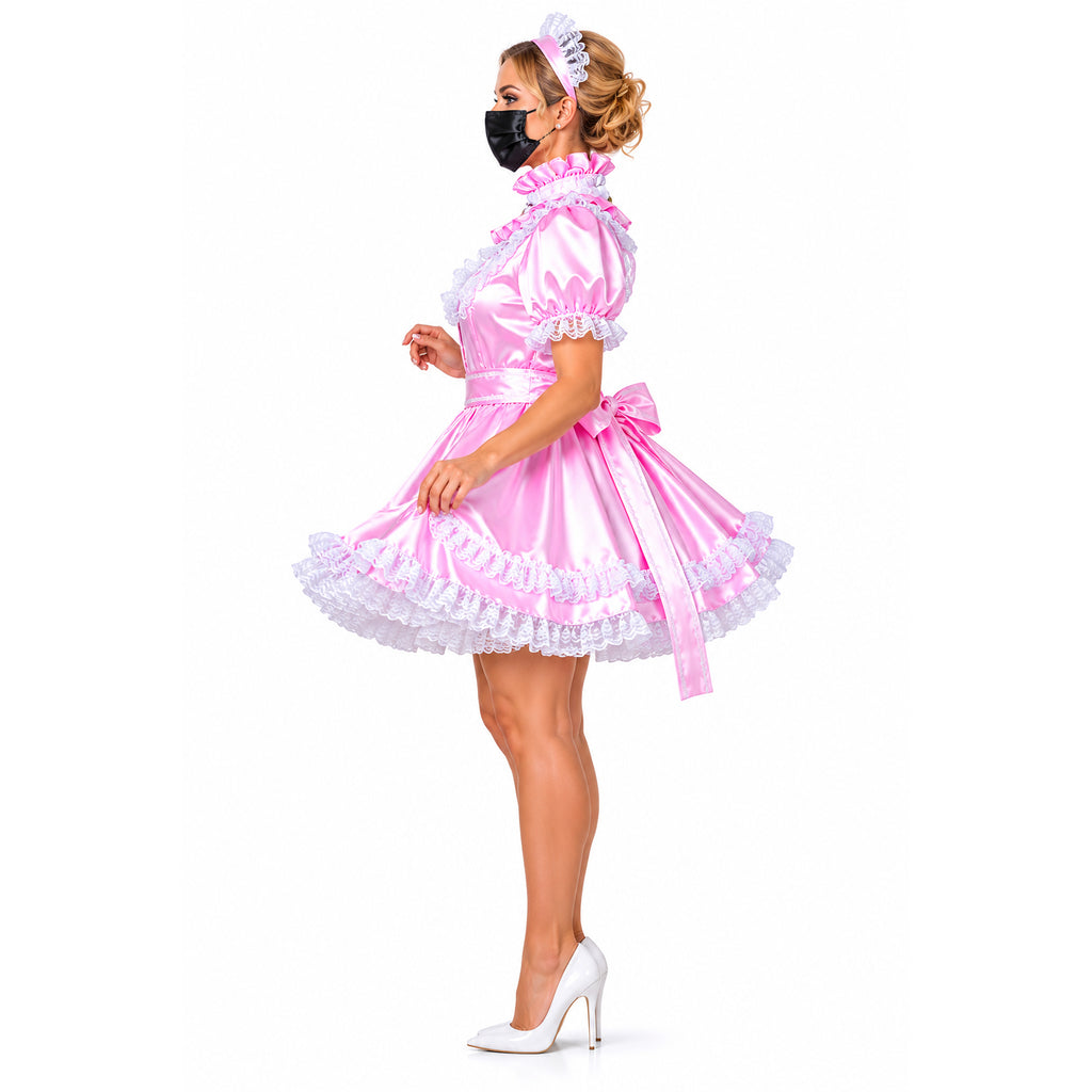 pink satin dress G2150
