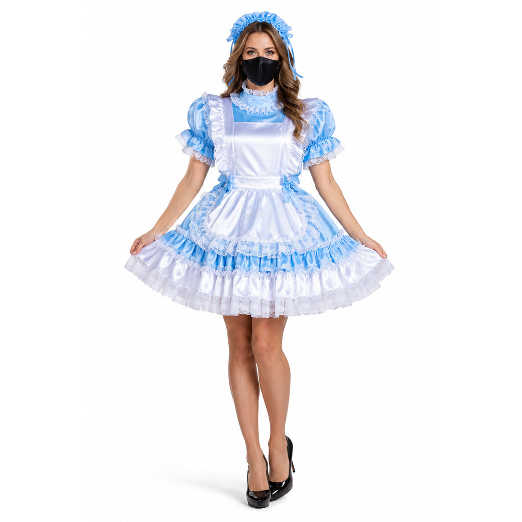 baby blue satin dress G2151