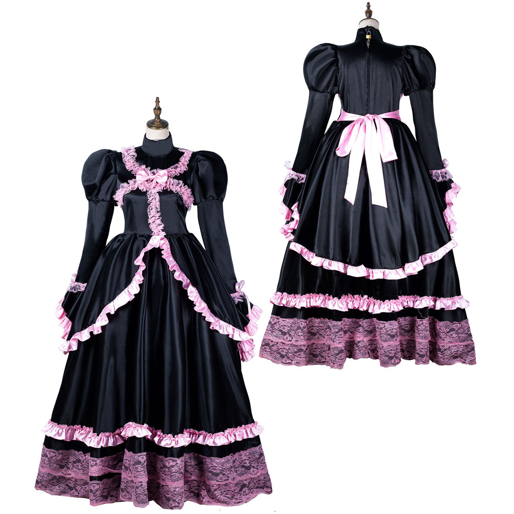 black satin dress G2155