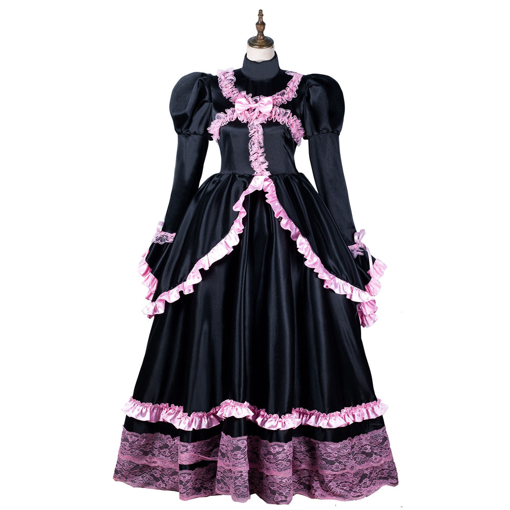 black satin dress G2155
