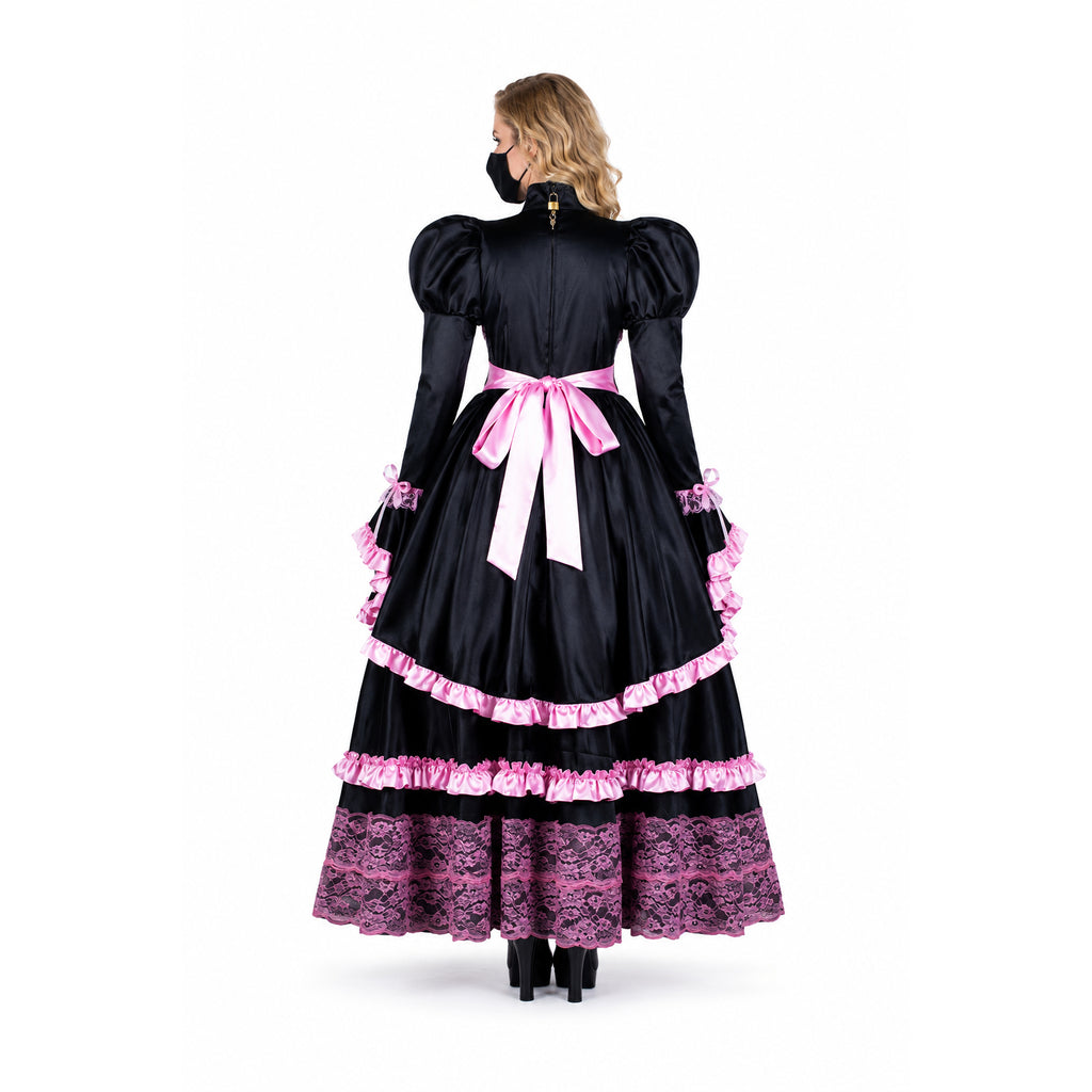 black satin dress G2155