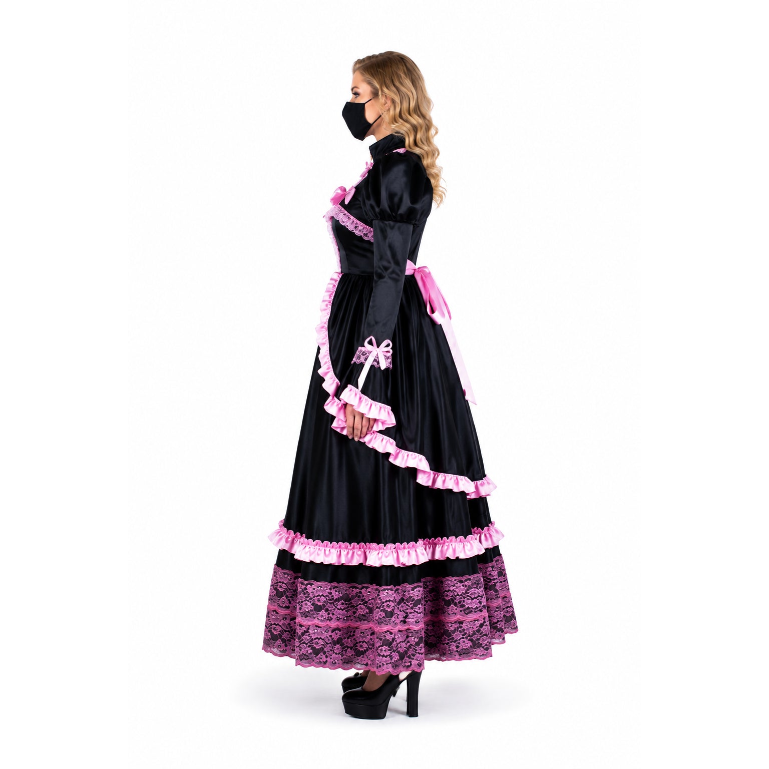 black satin dress G2155