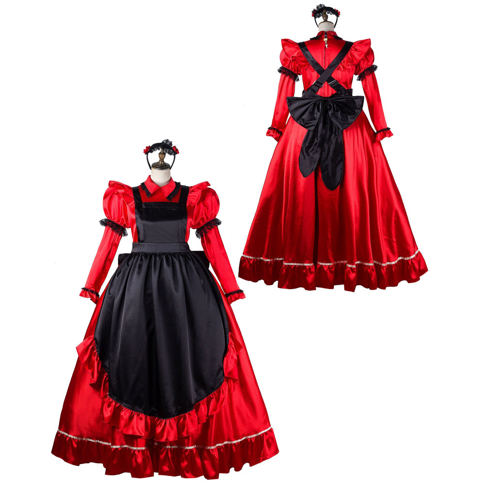 rotes Satinkleid G2156