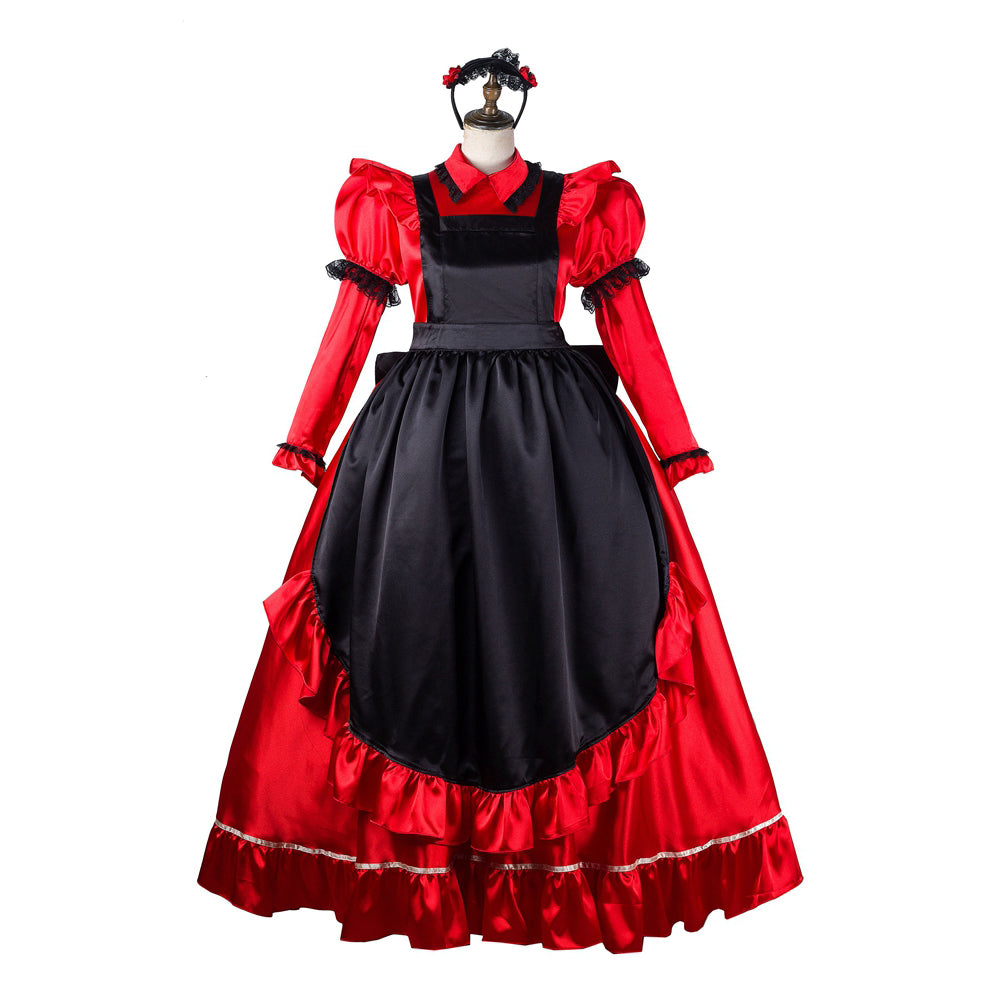 rotes Satinkleid G2156