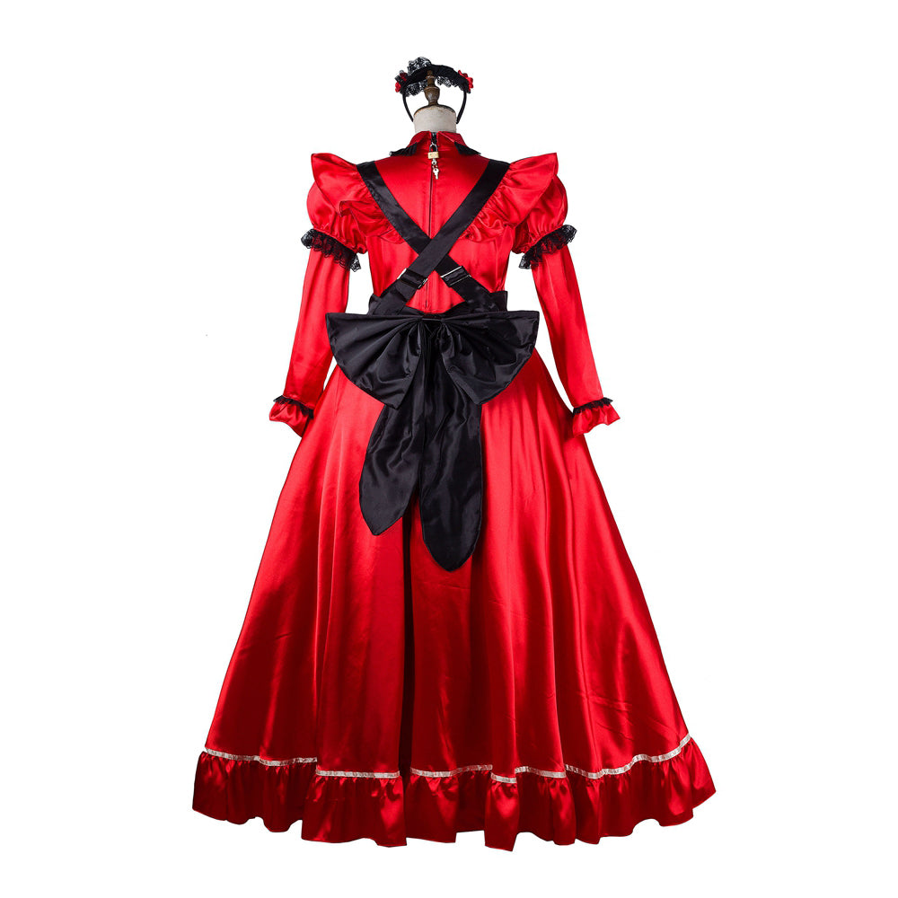 rotes Satinkleid G2156