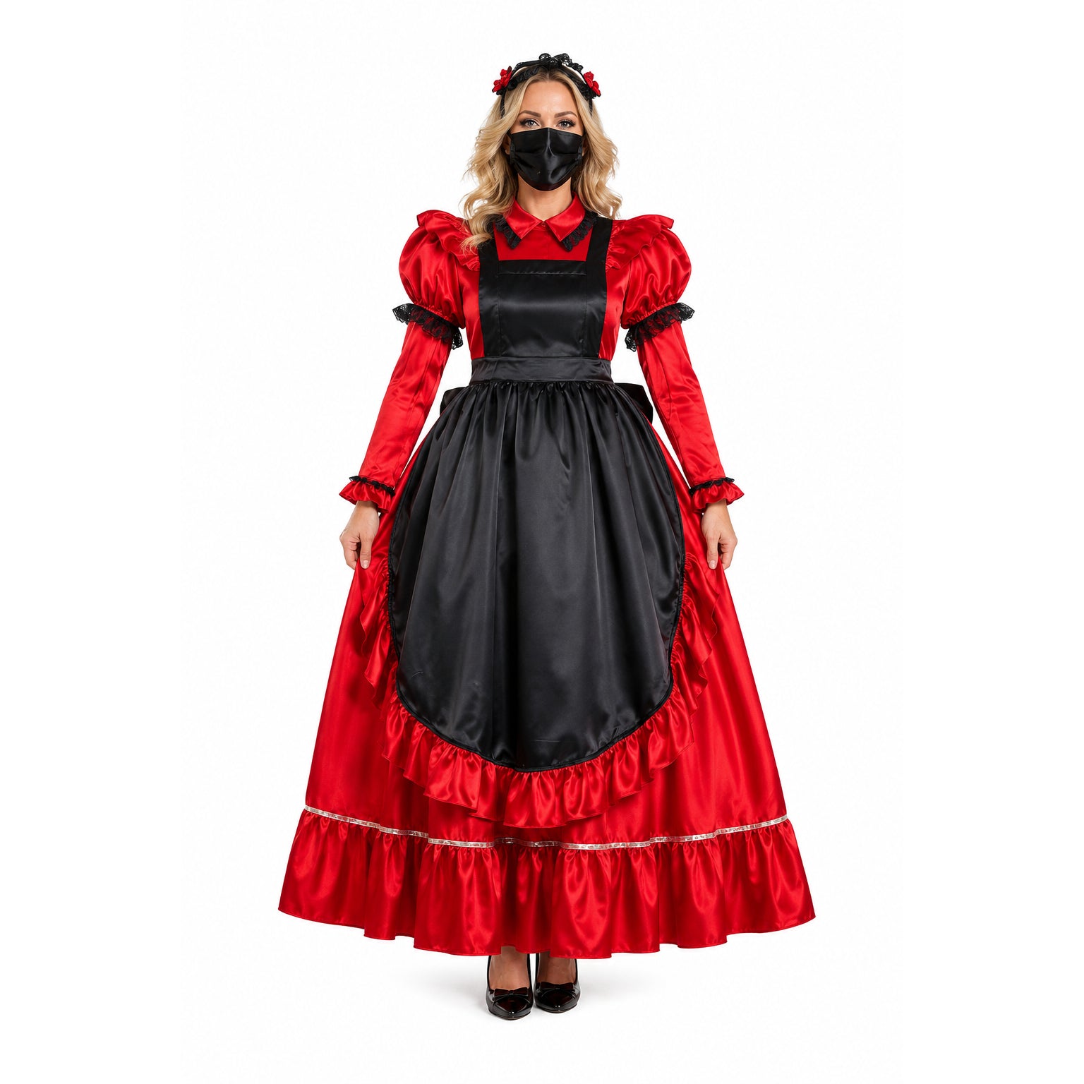 rotes Satinkleid G2156