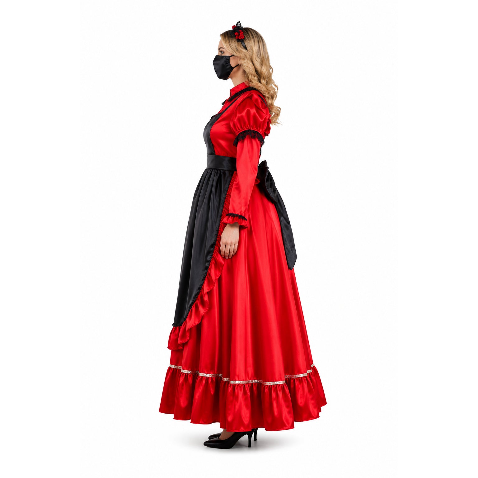 rotes Satinkleid G2156
