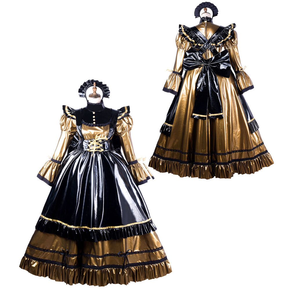 gold dünnes PVC-Kleid G2157