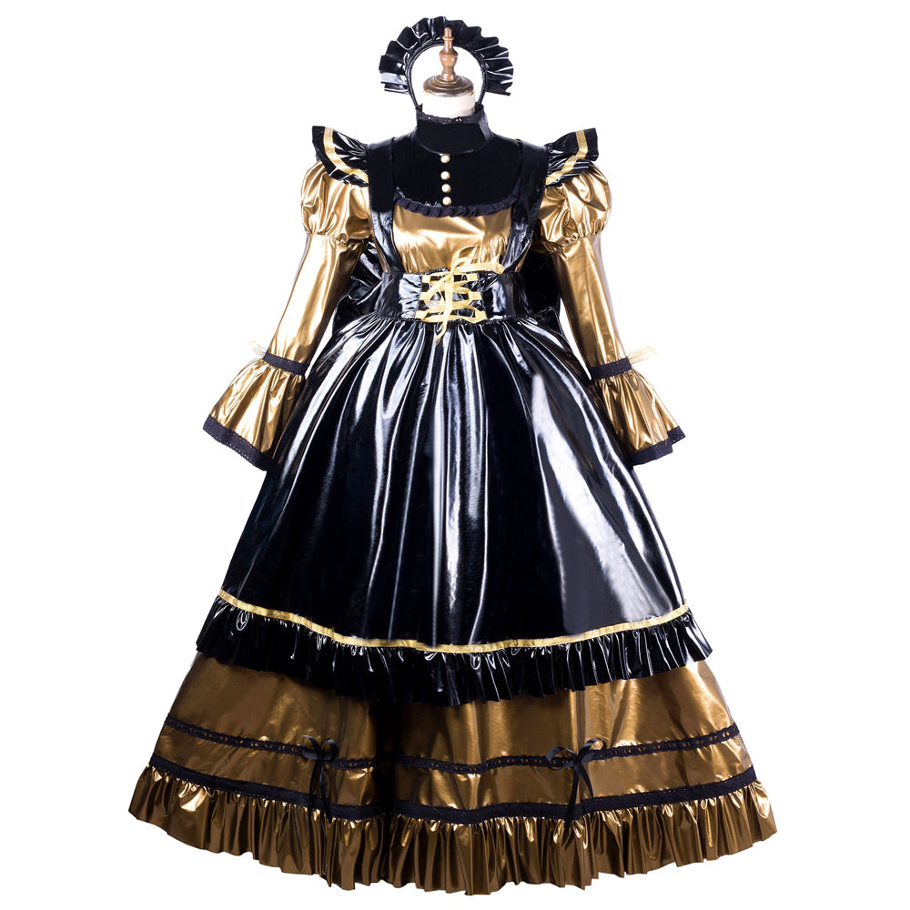 gold dünnes PVC-Kleid G2157