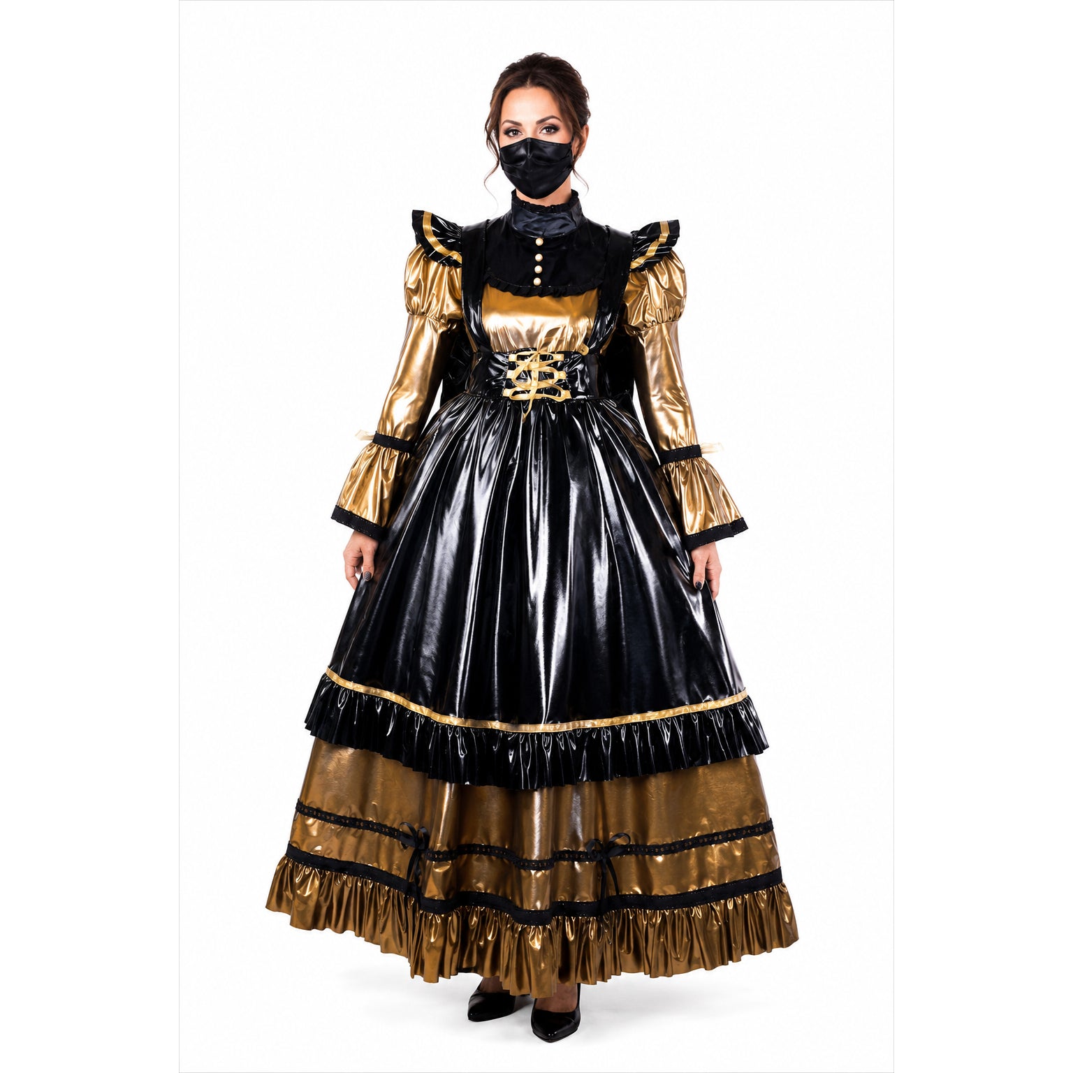 gold dünnes PVC-Kleid G2157