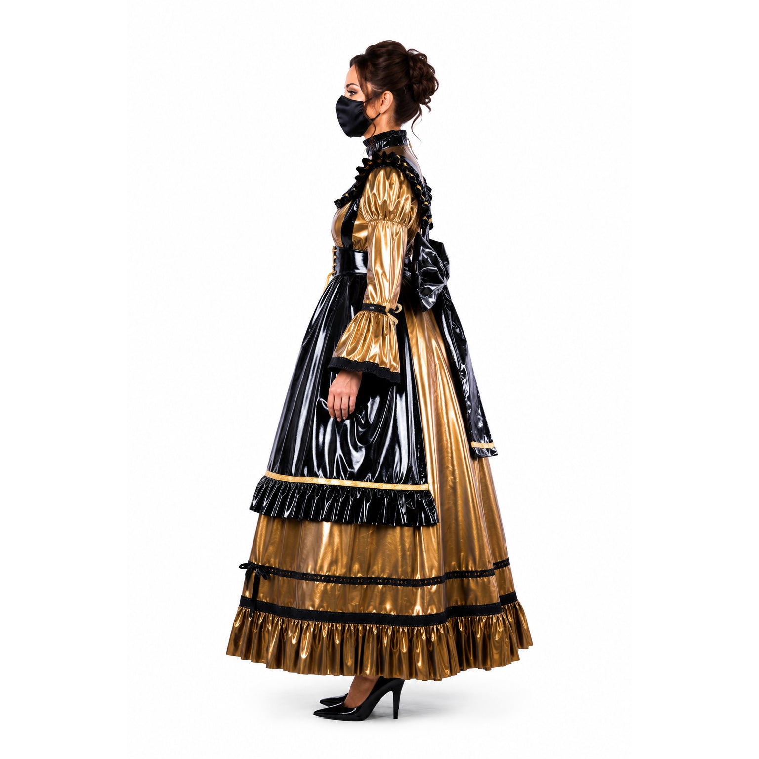 gold dünnes PVC-Kleid G2157