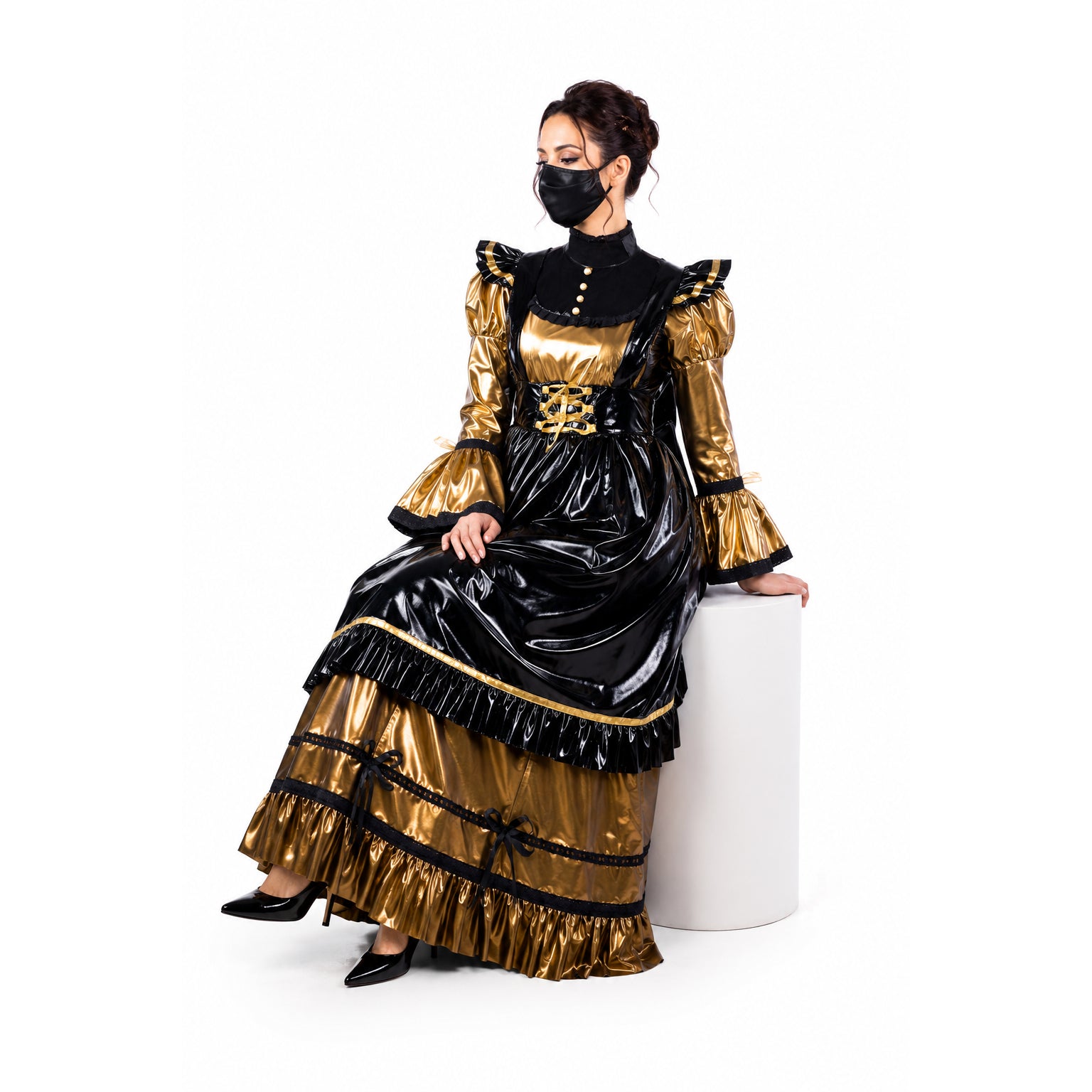 gold dünnes PVC-Kleid G2157