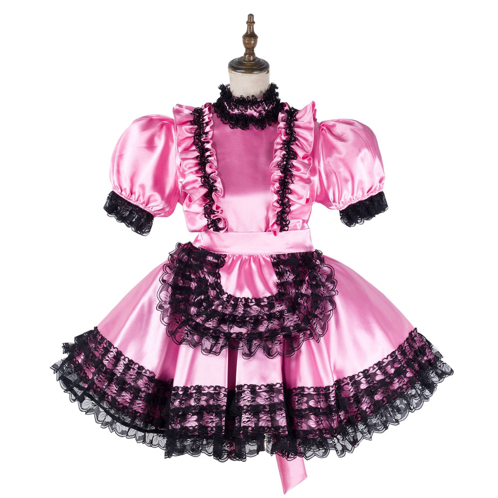 pinkes Satinkleid G2158