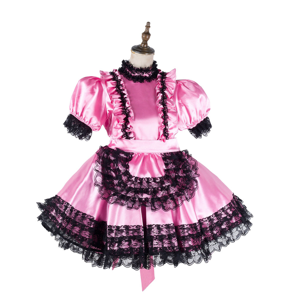 pinkes Satinkleid G2158