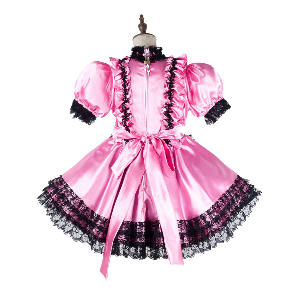 pinkes Satinkleid G2158