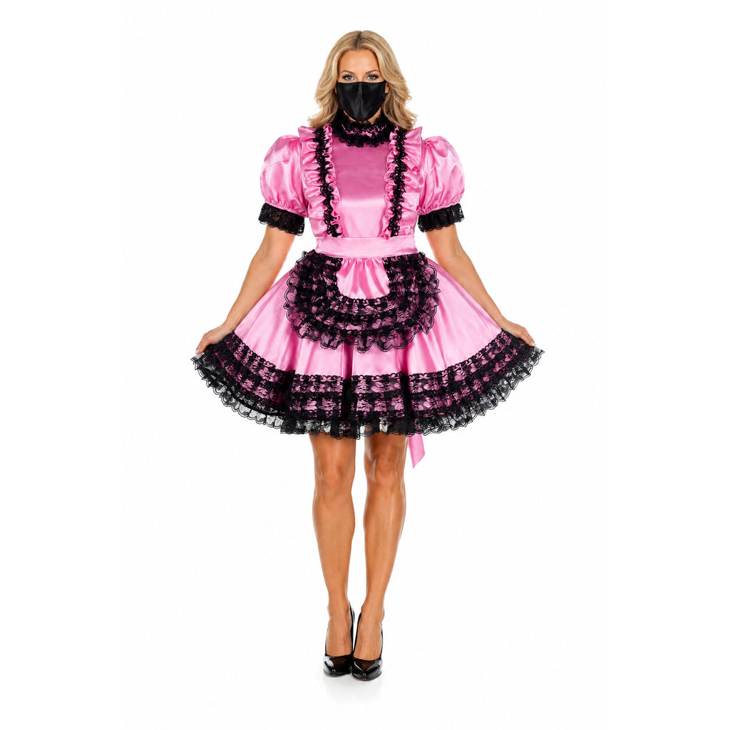 pinkes Satinkleid G2158